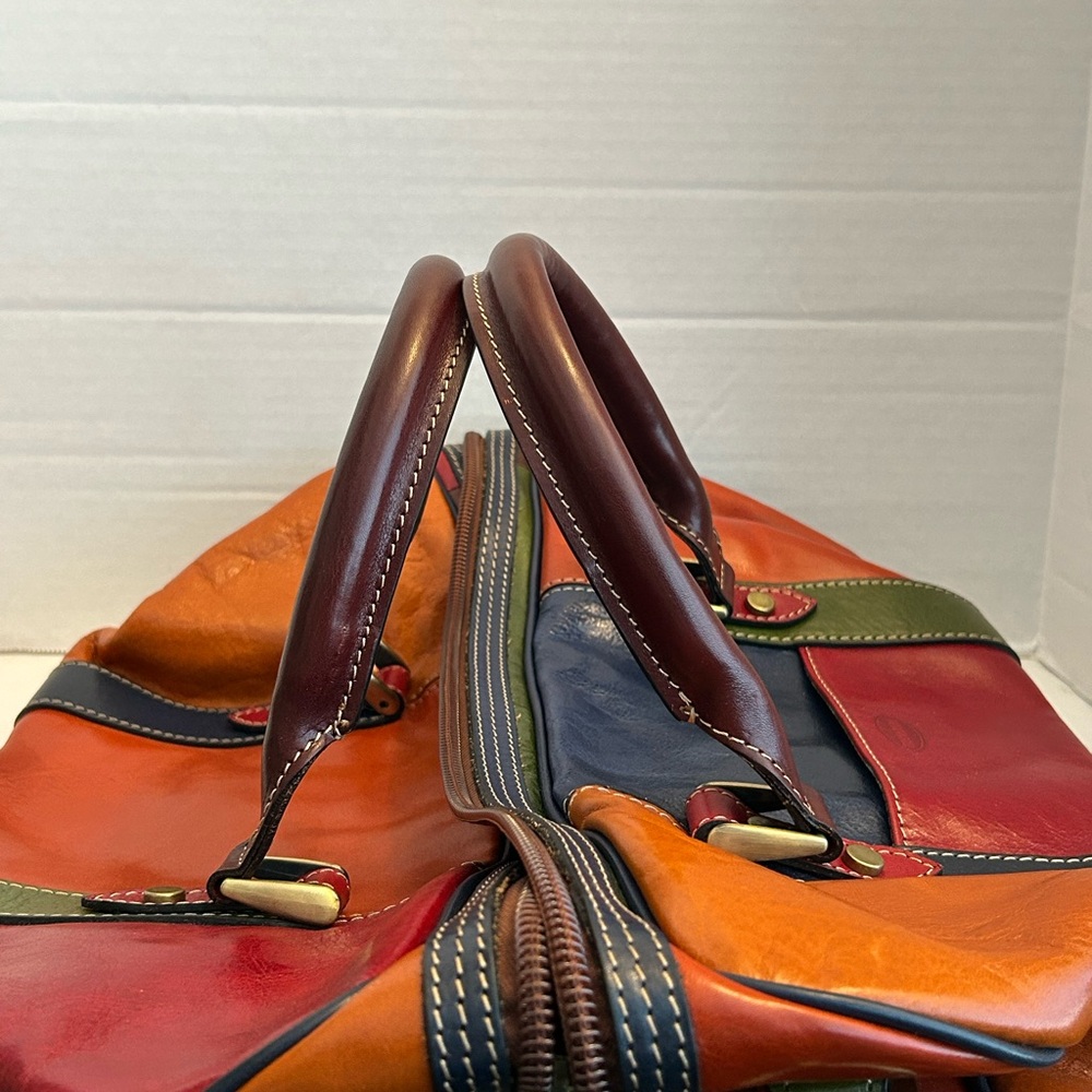 Tornabuoni Duffle bag leather luggage Burgundy Chestnut Brown Made in Italy New - Picture 5 of 13